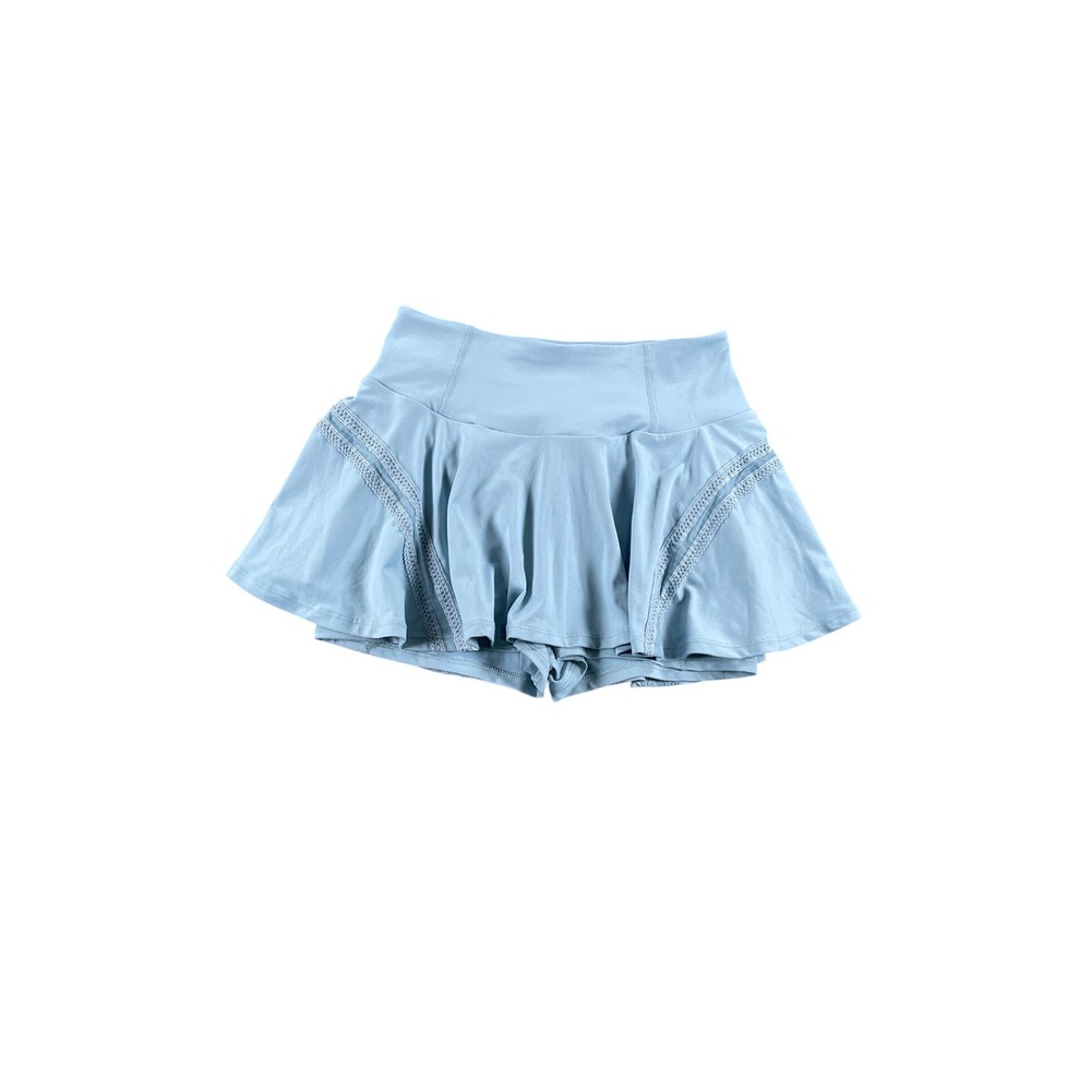 Free People FP Movement Get Your Flirt On Skort Light Blue Lace Trim Size M